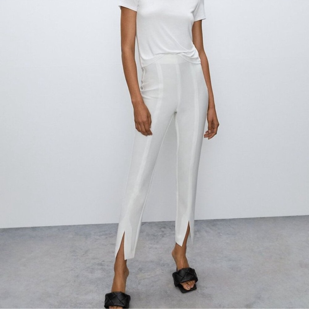 Aritzia Babaton Atelier Jotham Front Slit White Tapered Trousers High Rise